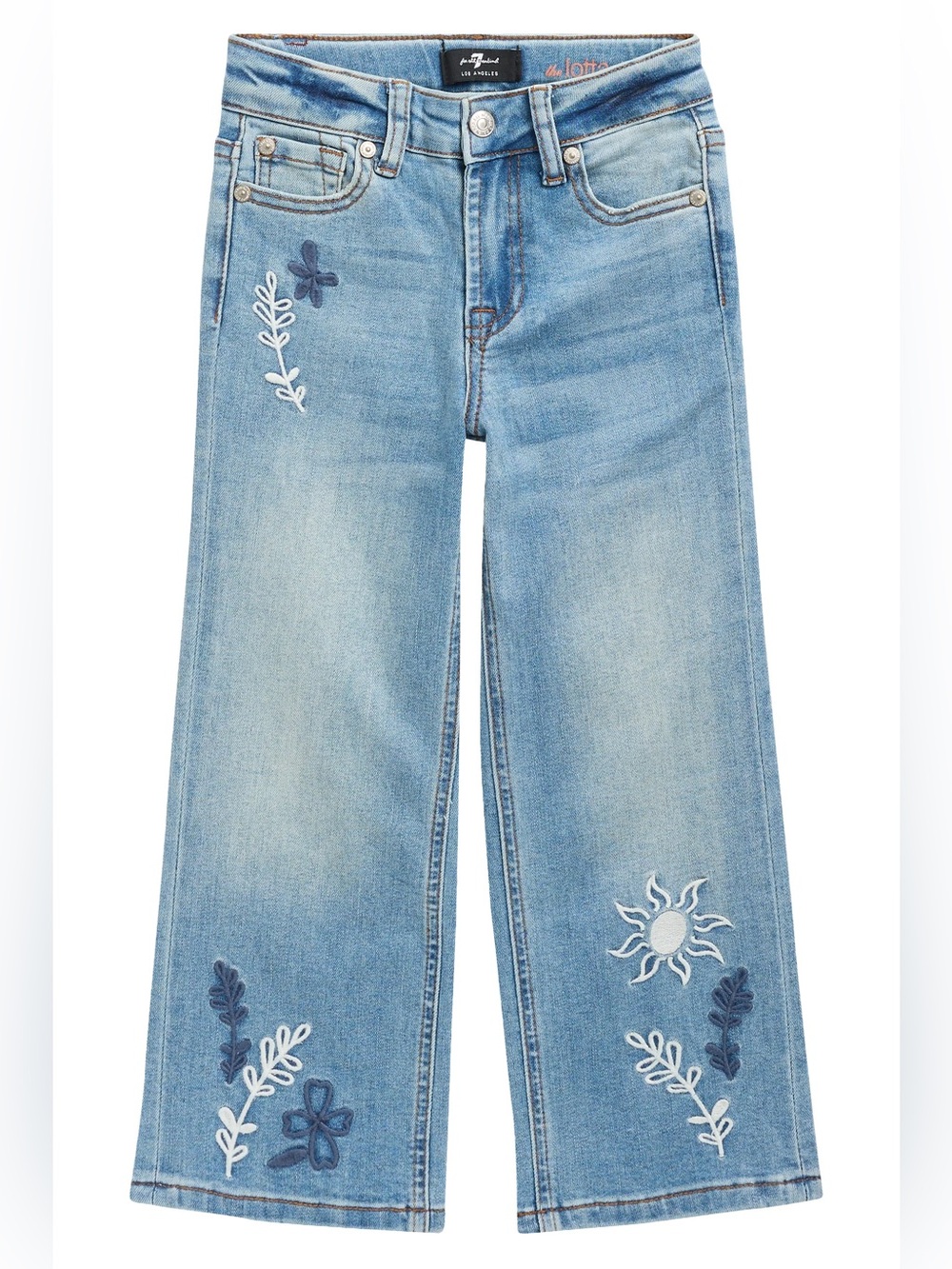 Seven for all Mankind Light Blue Floral Embroidered Wide-Leg Jeans